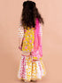 Girls Yellow Floral Printed Pure Cotton Kurti With Sharara With Dupatta